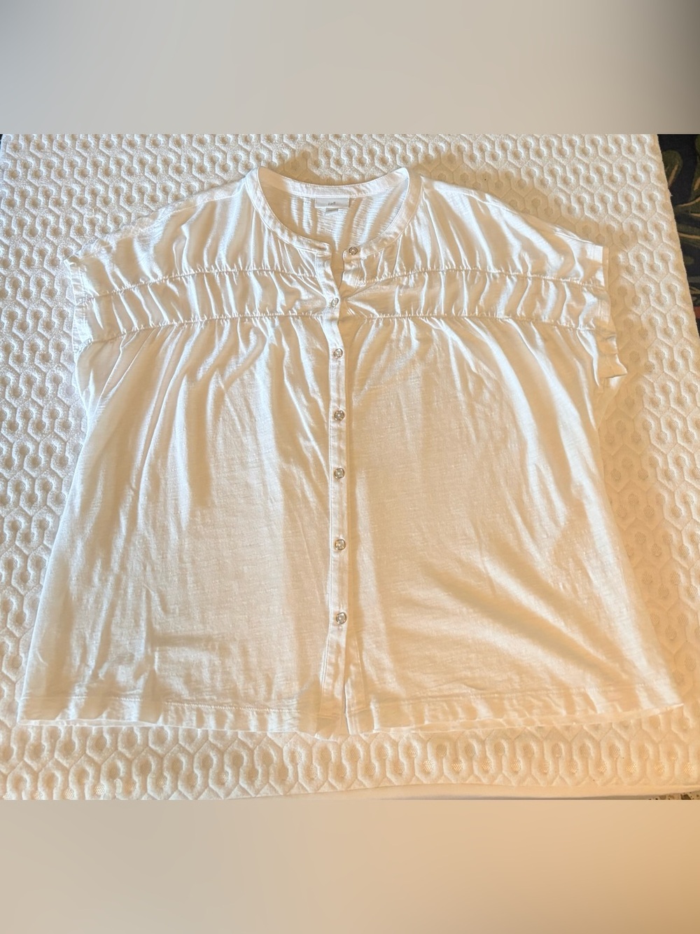 J. Jill White Button-Front Gathered Yoke Top